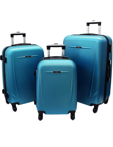 Zestaw walizek podróżnych na kółkach 3w1 780 XXL XL L - niebieski metaliczny