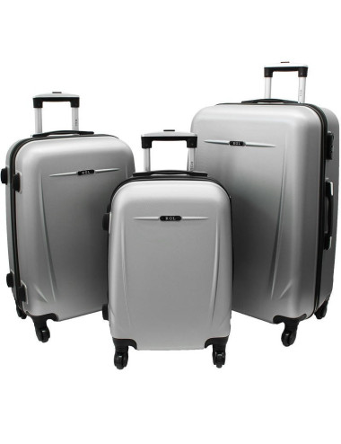 Zestaw walizek podróżnych na kółkach 3w1 780 XXL XL L - srebrny