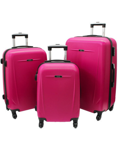 Zestaw walizek podróżnych na kółkach 3w1 780 XXL XL L - różowy
