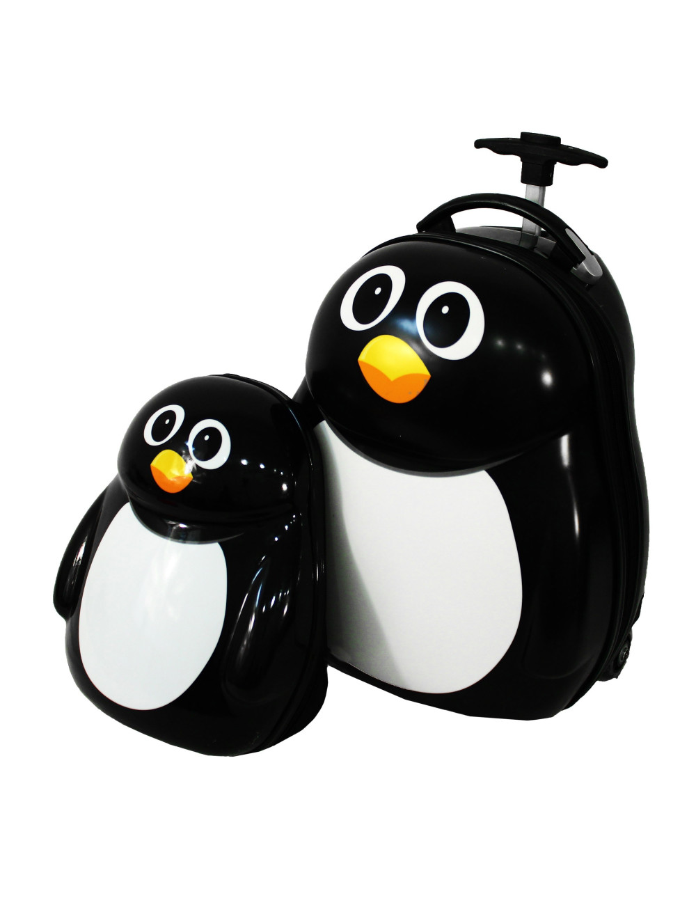 Walizka dziecięca podróżna na dwóch kółkach kauczukowych + plecak gratis - pingwin