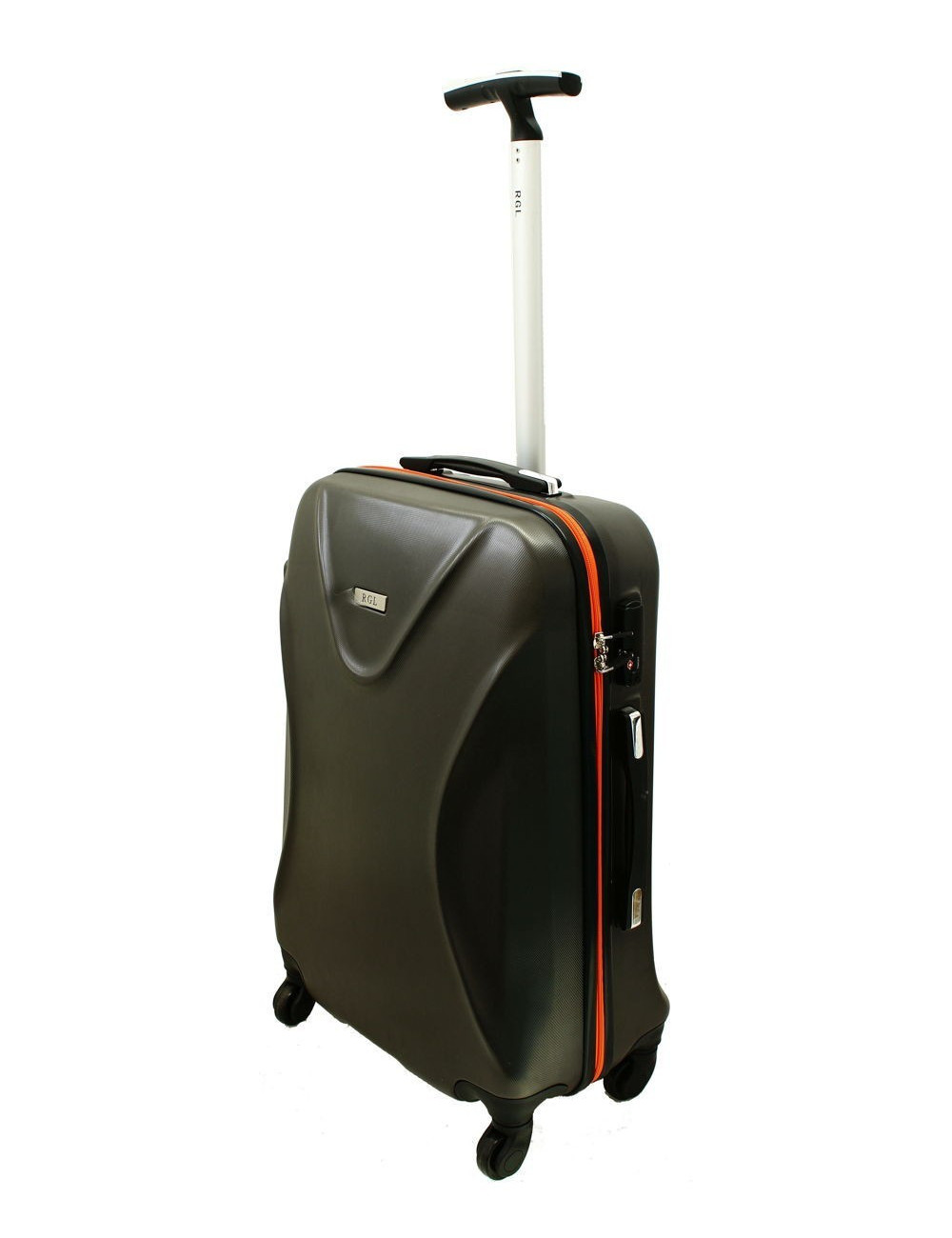 Mała walizka podróżna 750 L zamek TSA - grafitowo-pomarańczowa