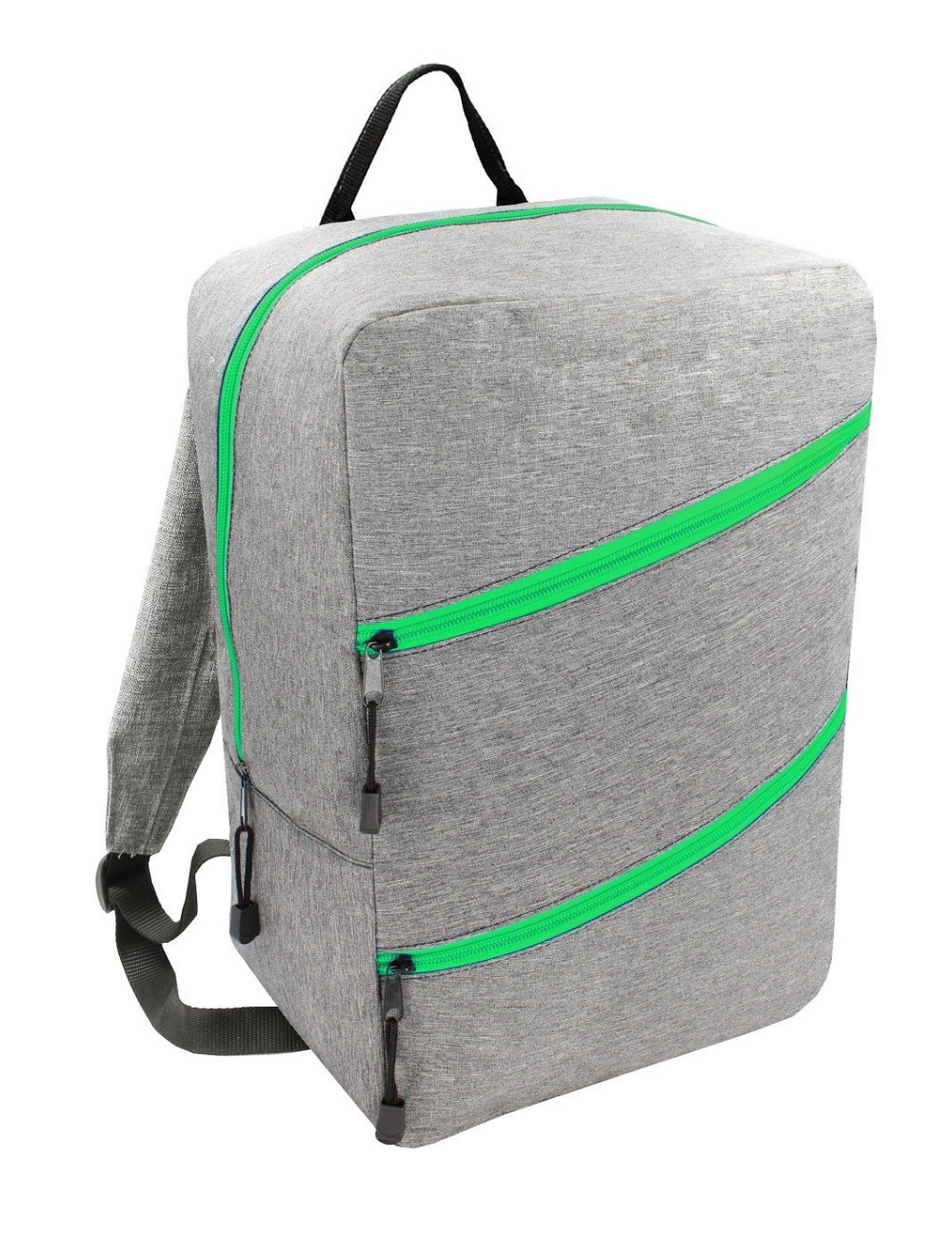 Plecak Torba WIZZAIR 40x30x20 bagaż podręczny 43 - szary z zielonym zamkiem