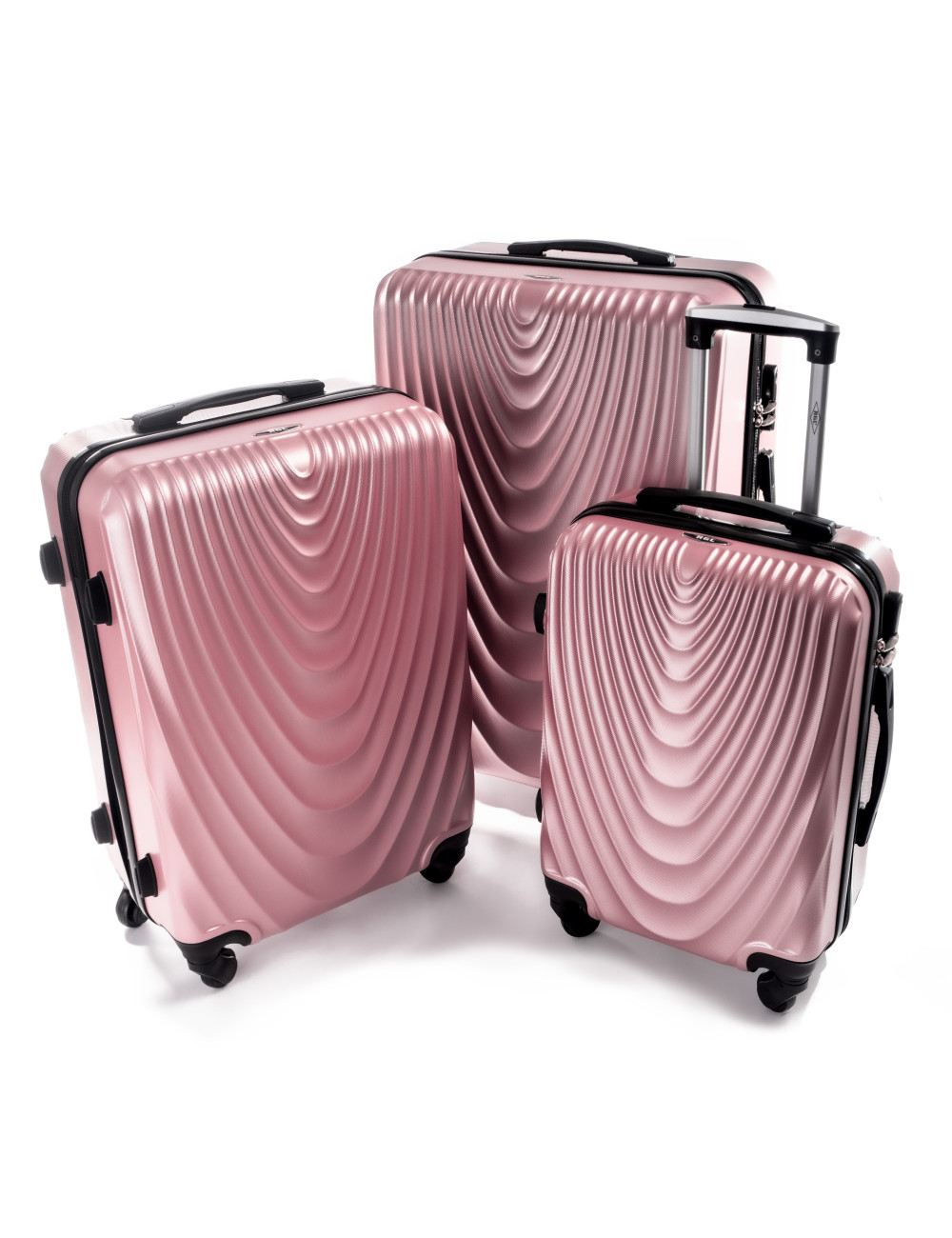 Zestaw walizek podróżnych na kółkach 3w1 663 XXL, XL, L RGL - rose red