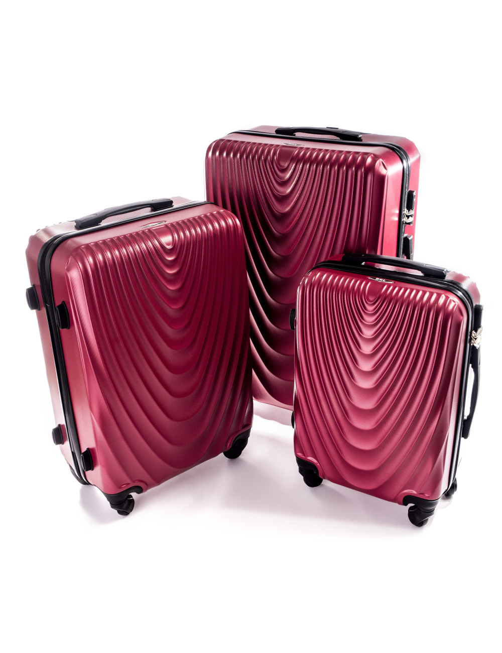 Zestaw walizek podróżnych na kółkach 3w1 663 XXL, XL, L RGL - bordowy