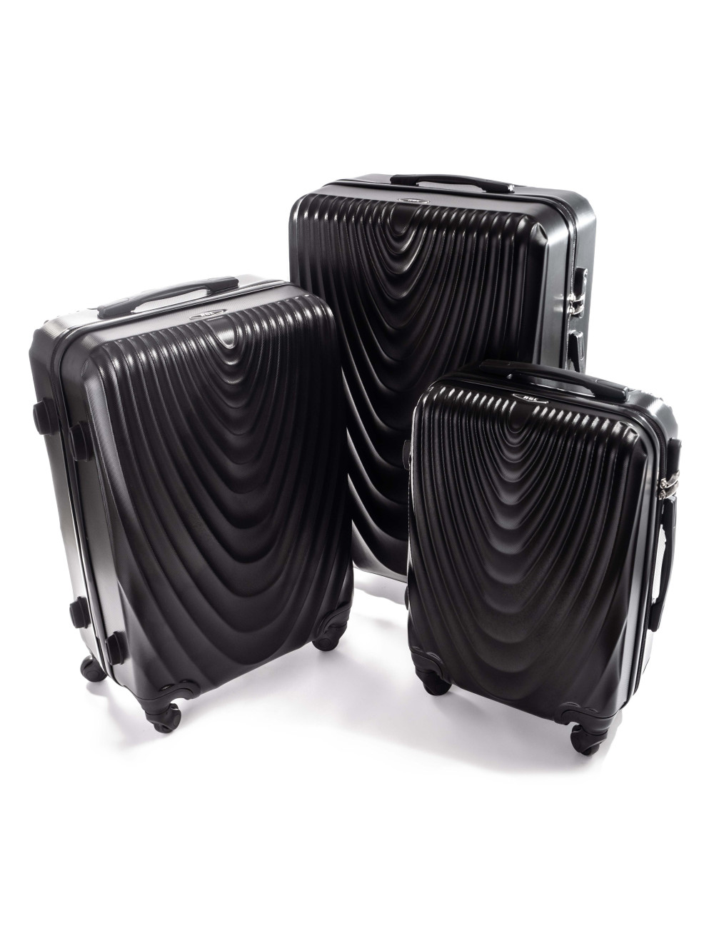 Zestaw walizek podróżnych na kółkach 3w1 663 XXL, XL, L RGL - czarny