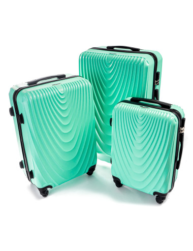 Zestaw walizek podróżnych na kółkach 3w1 663 XXL, XL, L RGL - miętowy