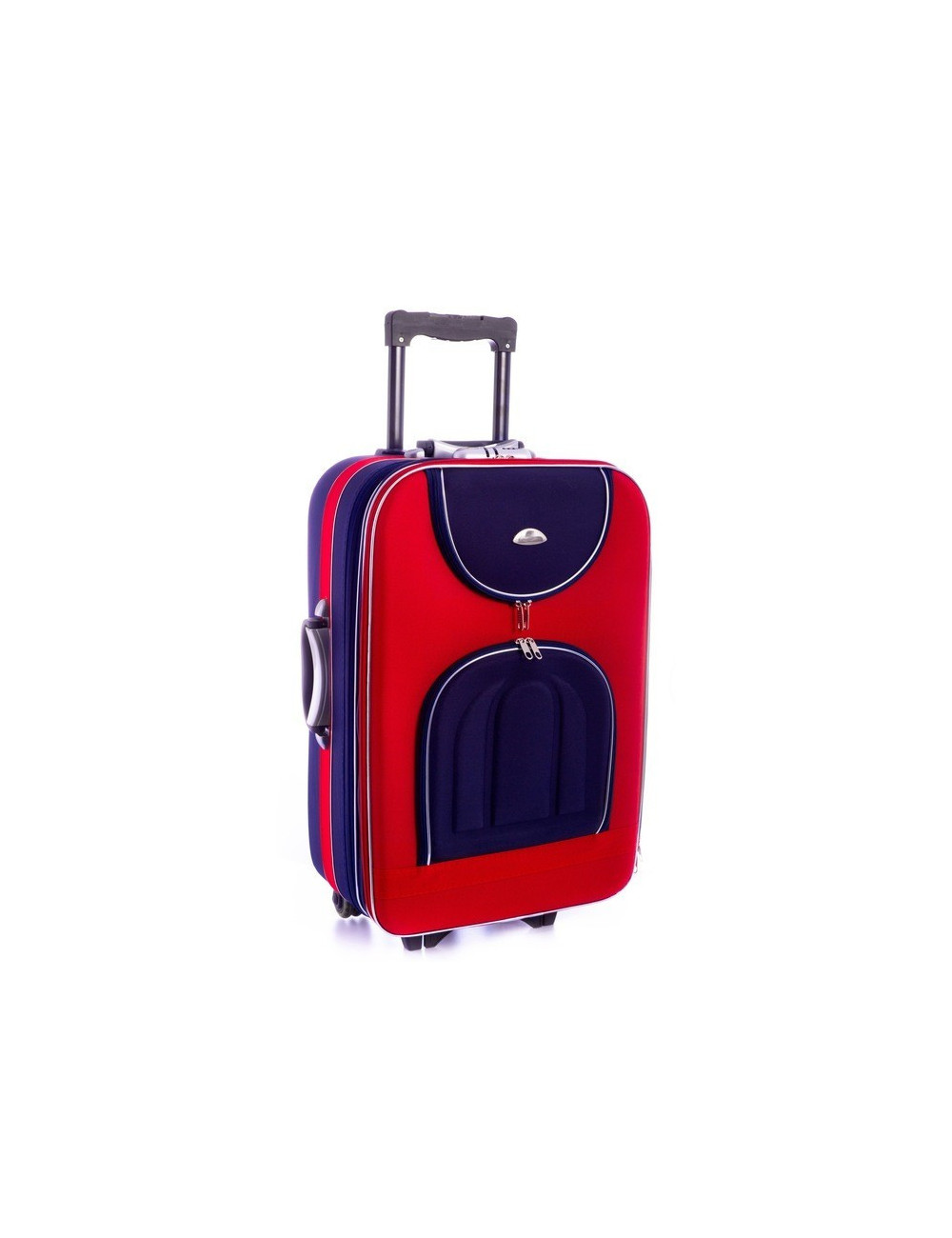Duża walizka podróżna na kółkach 0328 XXL - granatowo-czerwony