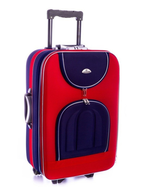 Duża walizka podróżna na kółkach 0328 XXL - granatowo-czerwony