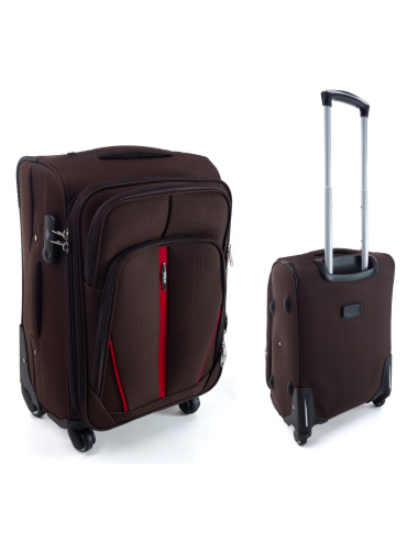 Mała walizka podróżna na kółkach S-020 L - brązowy