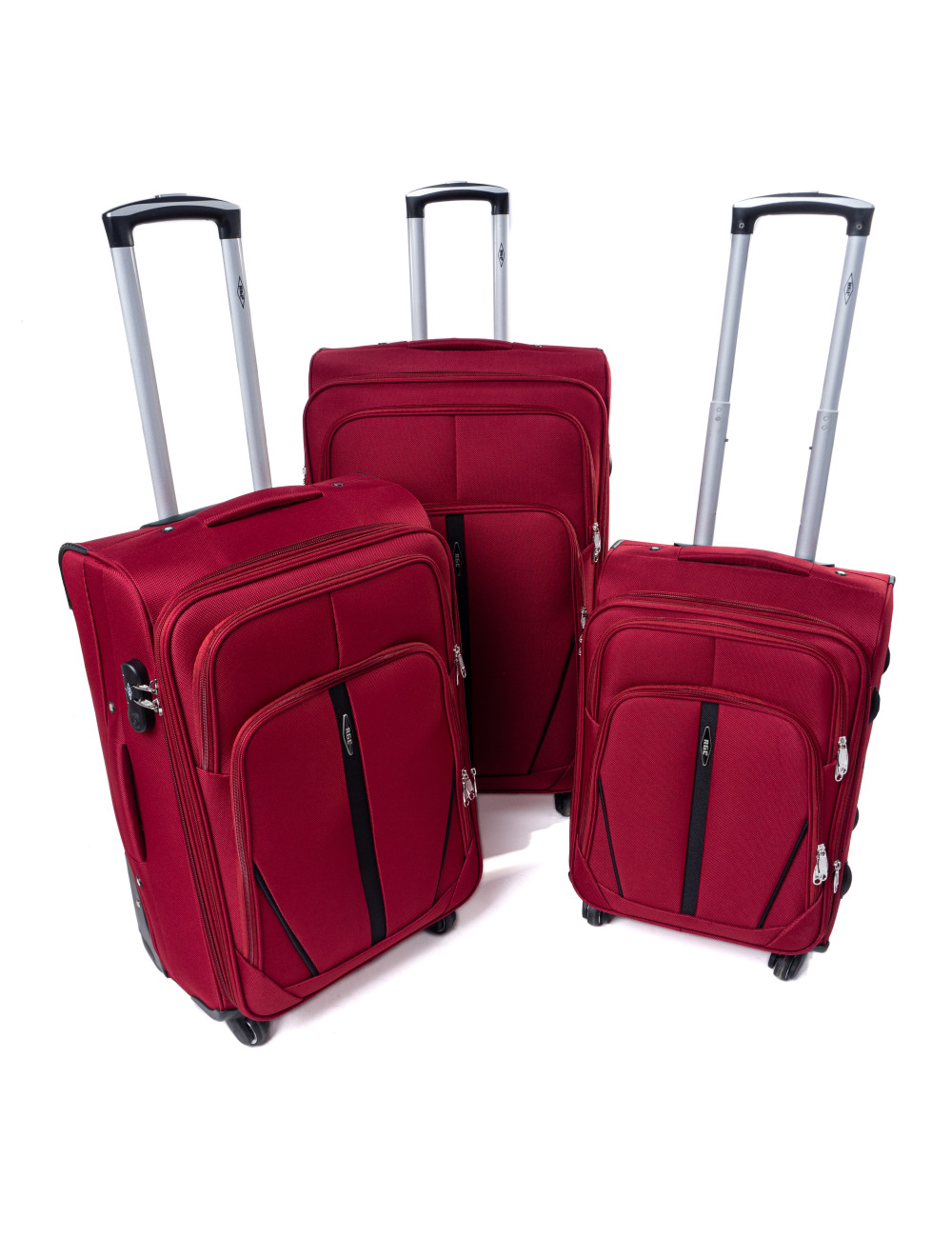 Zestaw walizek podróżnych na kółkach 3w1 S-020  XXL XL L - bordowy