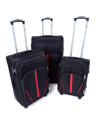 Zestaw walizek podróżnych na kółkach 3w1 S-020  XXL XL L - czarny