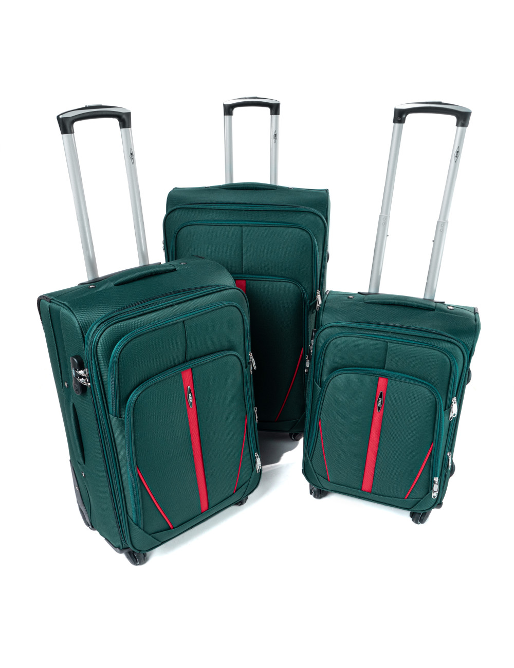 Zestaw walizek podróżnych na kółkach 3w1 S-020  XXL XL L - zielony