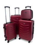 Zestaw walizek podróżnych na kółkach 520 3w1 + kuferek RGL - bordowy