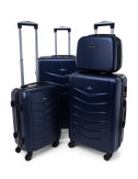 Zestaw walizek podróżnych na kółkach 520 3w1 + kuferek RGL - granatowy