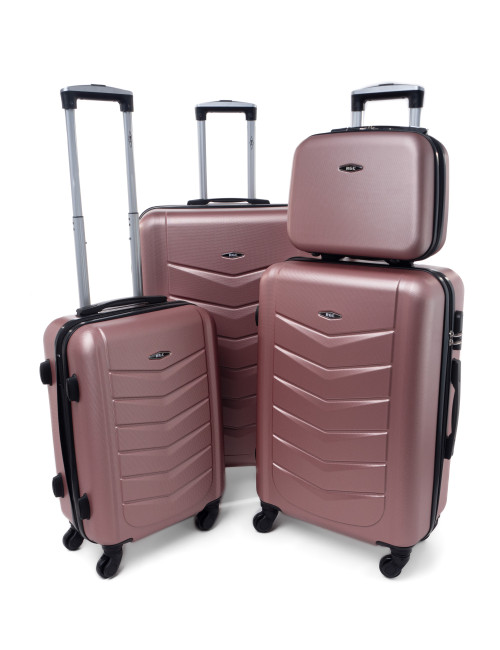 Zestaw walizek podróżnych na kółkach 520 3w1 + kuferek RGL - rose red