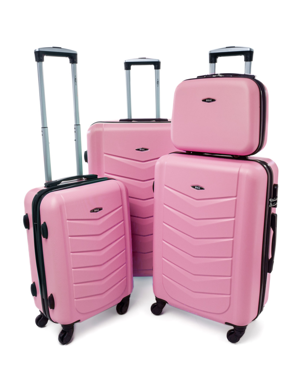 Zestaw walizek podróżnych na kółkach 520 3w1 + kuferek RGL - PUDROWY RÓŻ