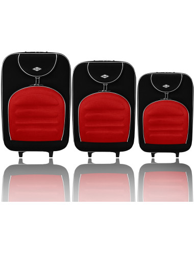 Zestaw walizek podróżnych 3w1 801 XXL XL L - czarno-czerwony