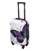 Mała walizka podróżna 5188 RGL ABS - biały motyl
