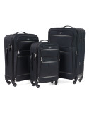 Zestaw walizek podróżnych na kółkach 805 XXL XL L - czarno-grafitowy