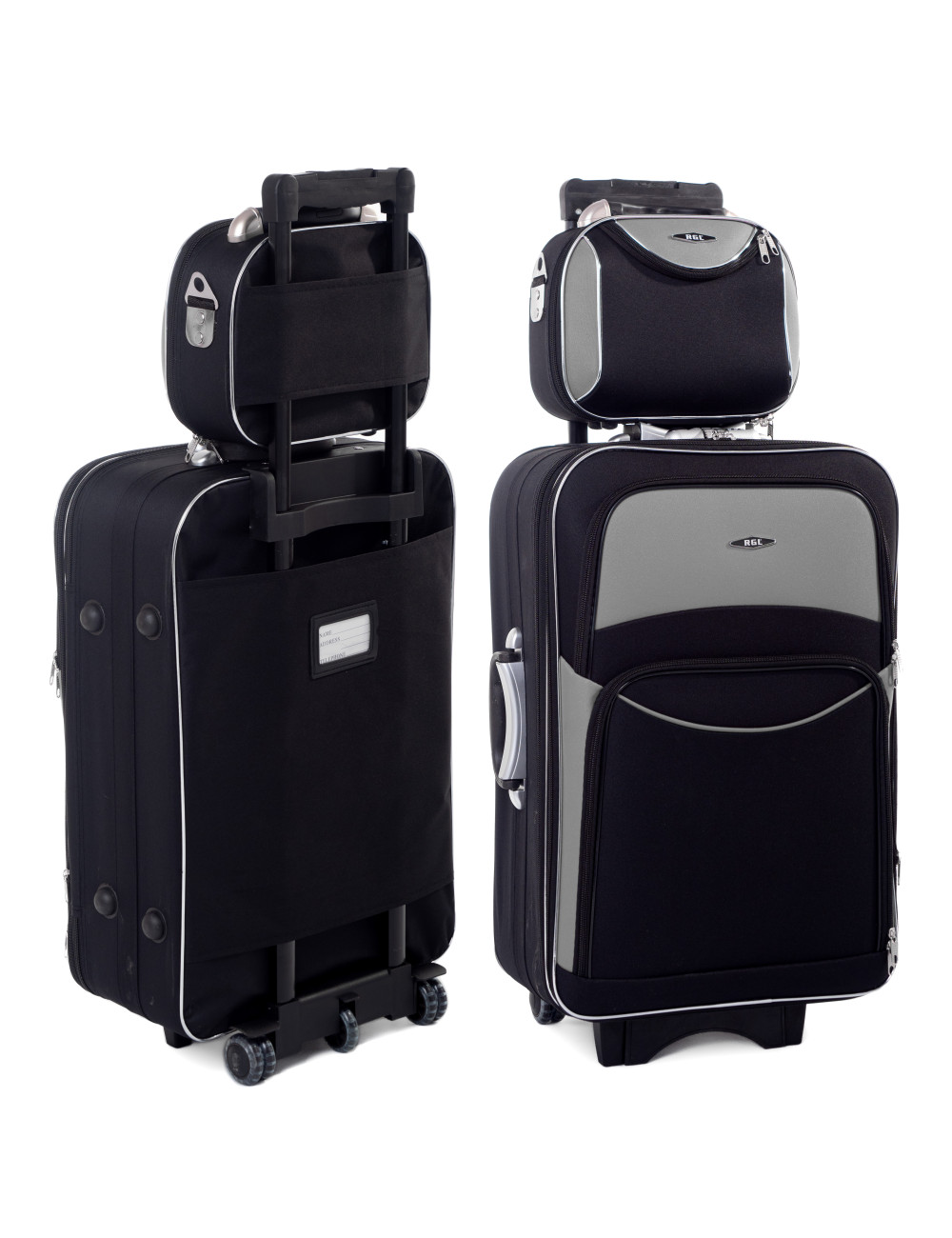 Zestaw duża walizka podróżna RGL + kuferek 773 - czarno-grafitowy
