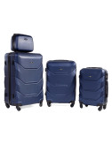 Zestaw walizek podróżnych na kółkach 720 3w1 + kuferek RGL - granatowy