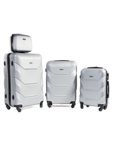 Zestaw walizek podróżnych na kółkach 720 3w1 + kuferek RGL - srebrny