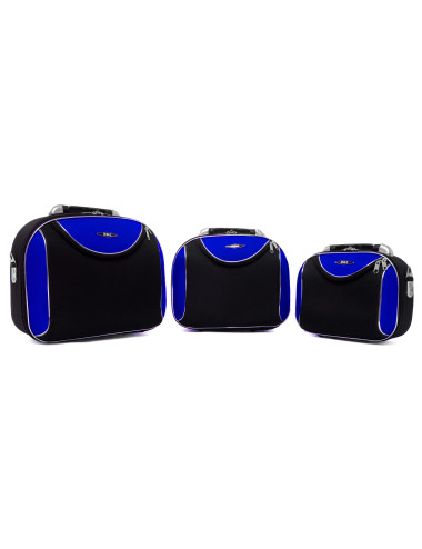 Zestaw kuferków podróżnych kosmetyczek 3w1 773 XXL XL L - czarno-niebieski
