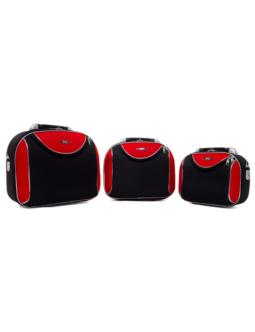 Zestaw kuferków podróżnych kosmetyczek 3w1 773 XXL XL L - czarno-czerwony