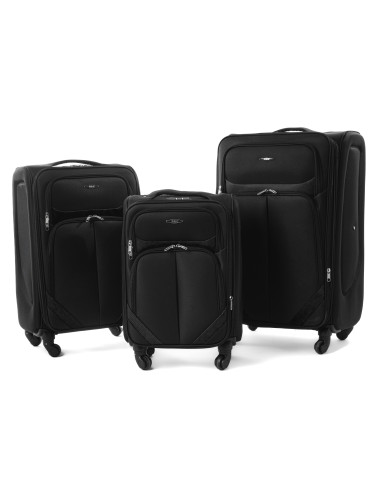 Zestaw walizek podróżnych na kółkach 3w1 S-010  XXL XL L - czarny