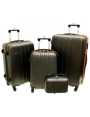 Zestaw walizek podróżnych 3w1 + Kuferek 740 RGL - grafitowo-pomarańczowy