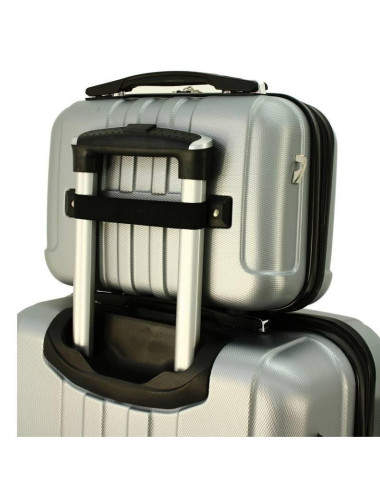 Zestaw walizek podróżnych 3w1 + Kuferek 740 RGL - kuferek zamocowany uchwytu walizki