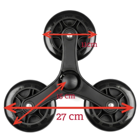 Duże kółko do wózka zakupowego trójkołowe czarne plastikowe