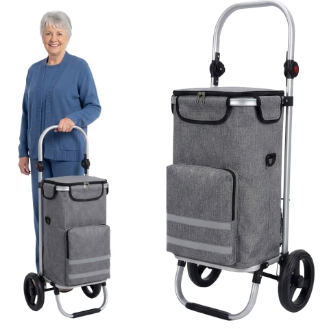 Wózek składany torba na zakupy na kółkach z torbą termiczną lekki 42l