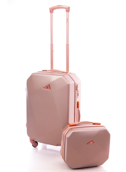 Zestaw MAŁA walizka podróżna 941 L + kuferek ROSE RED