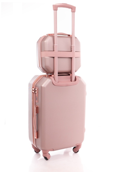 Zestaw MAŁA walizka podróżna 941 L + kuferek ROSE RED
