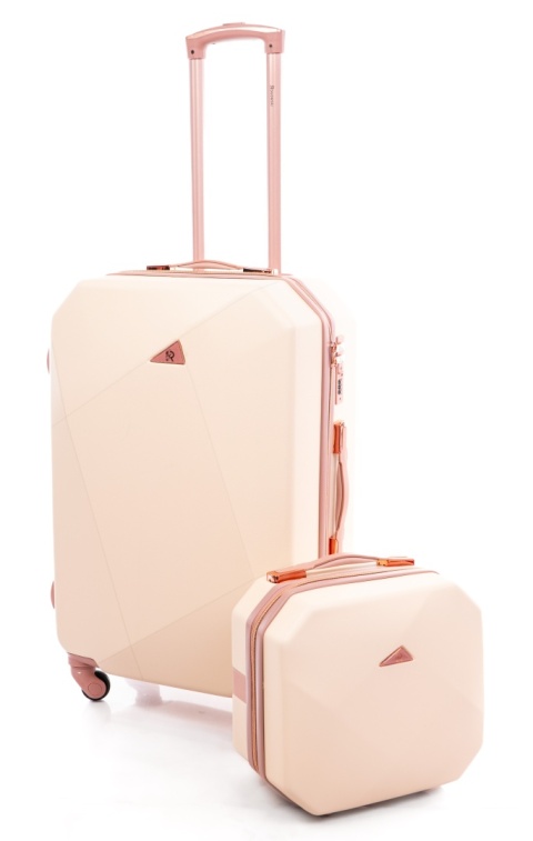 Zestaw ŚREDNIA walizka podróżna 941 XL + kuferek BEŻOWY