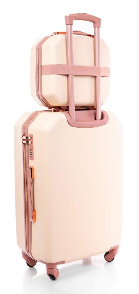 Zestaw ŚREDNIA walizka podróżna 941 XL + kuferek BEŻOWY